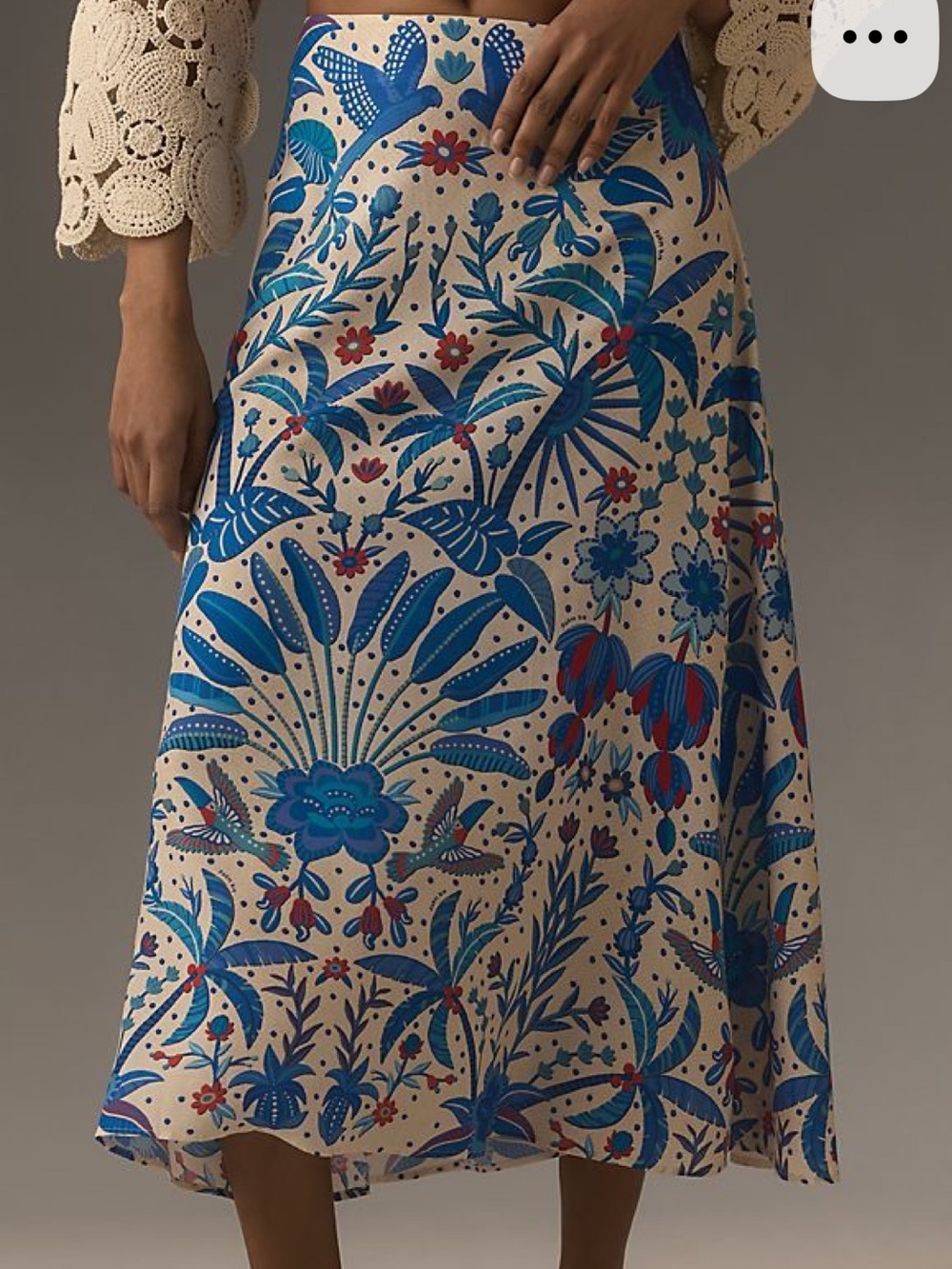 Farm Rio x Anthropologie Floral Blue and White Midi Skirt